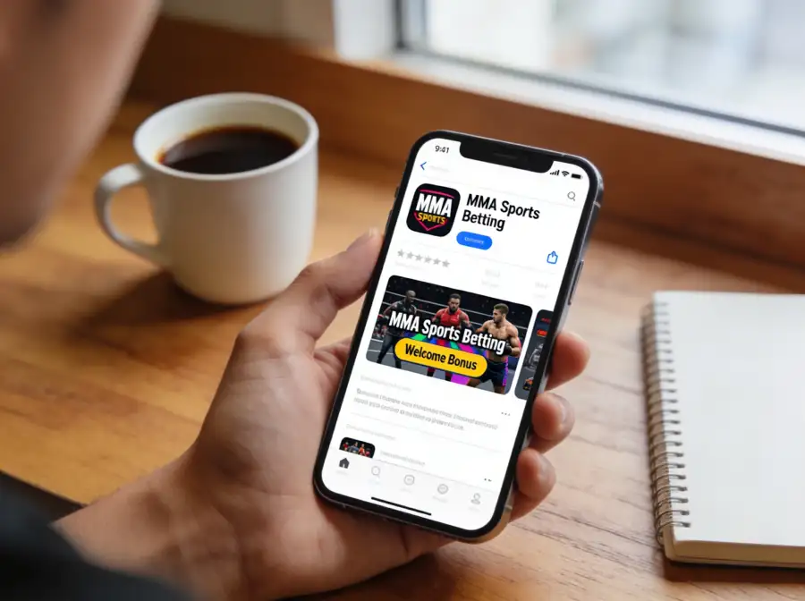 Smartphone mit einer Sportwetten-App und einem Bonusangebot auf dem Bildschirm